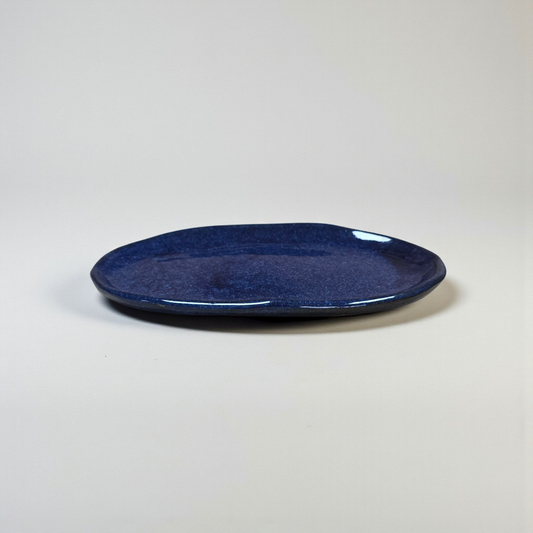 Midnight Oval – Handcrafted Ceramic Plate (29 × 17 cm)