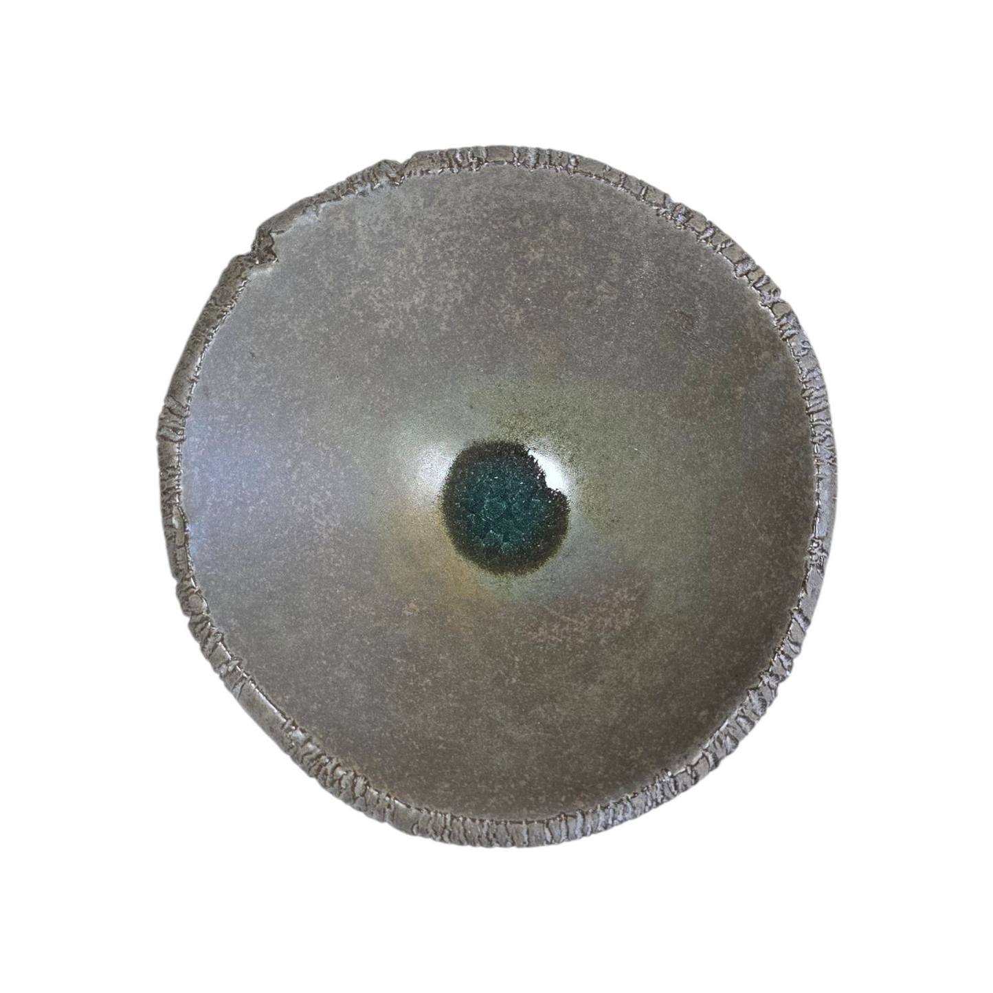 Brown Ceramic Bowl with Rustic Grey Finish & Green Glaze – 19 cm