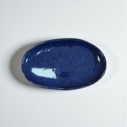 Midnight Oval – Handcrafted Ceramic Plate (29 × 17 cm)